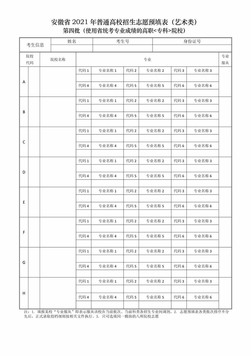 2021年安徽普通高校招生志愿预填表公布 - 更三高考