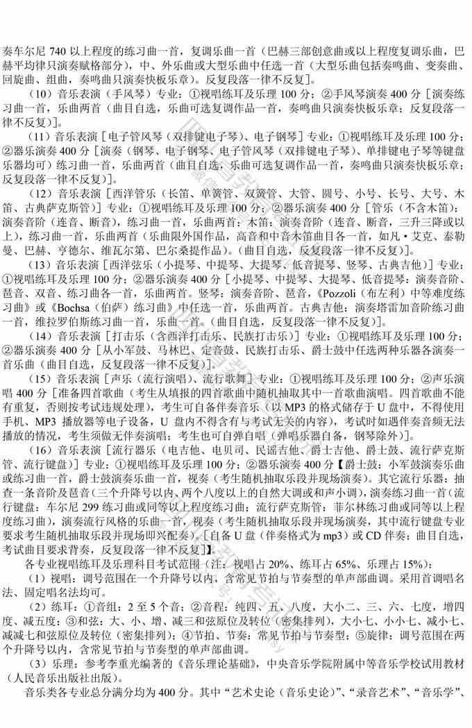 四川：2021年普通高等学校音乐类专业招生简介