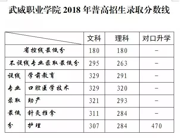 2019武威职业学院录取分数线汇总（含2017-2019年录取）