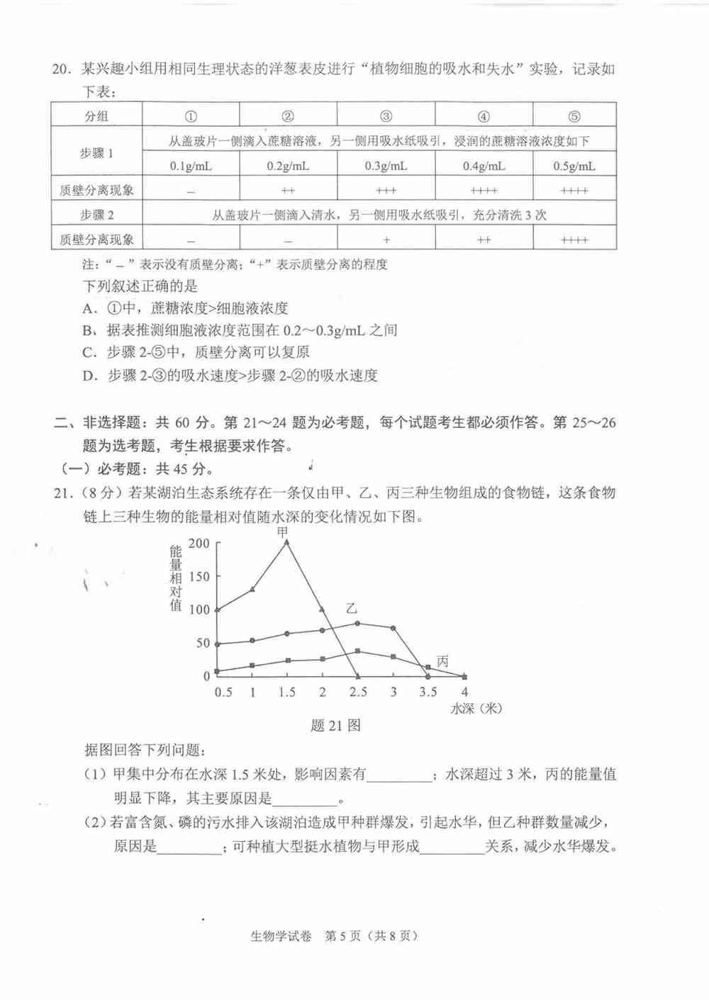 重庆市2021年新高考适应性测试生物试题