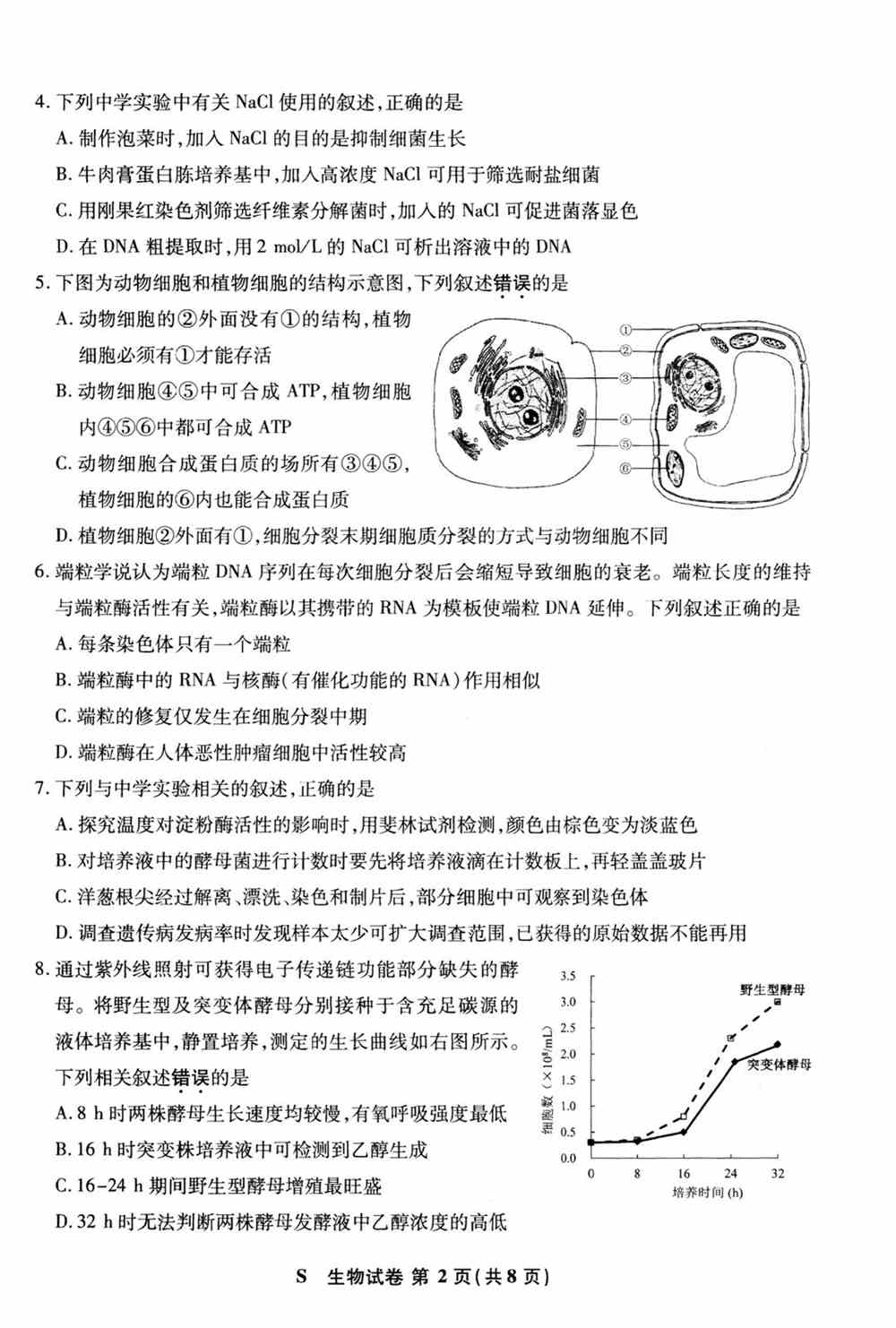 江苏省2021年新高考适应性测试生物试题