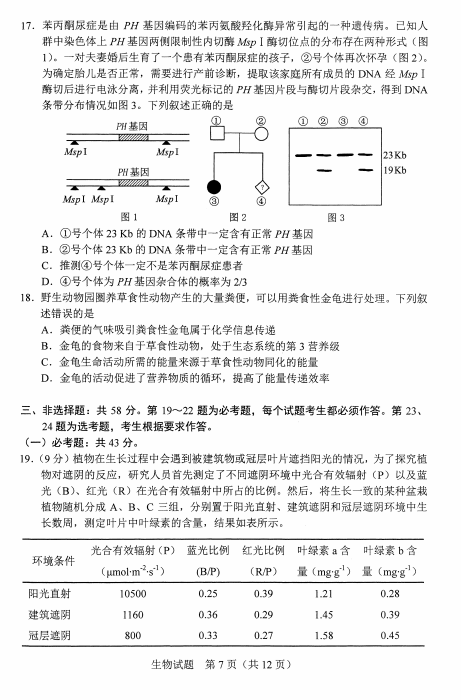 河北省2021年新高考适应性测试生物试题