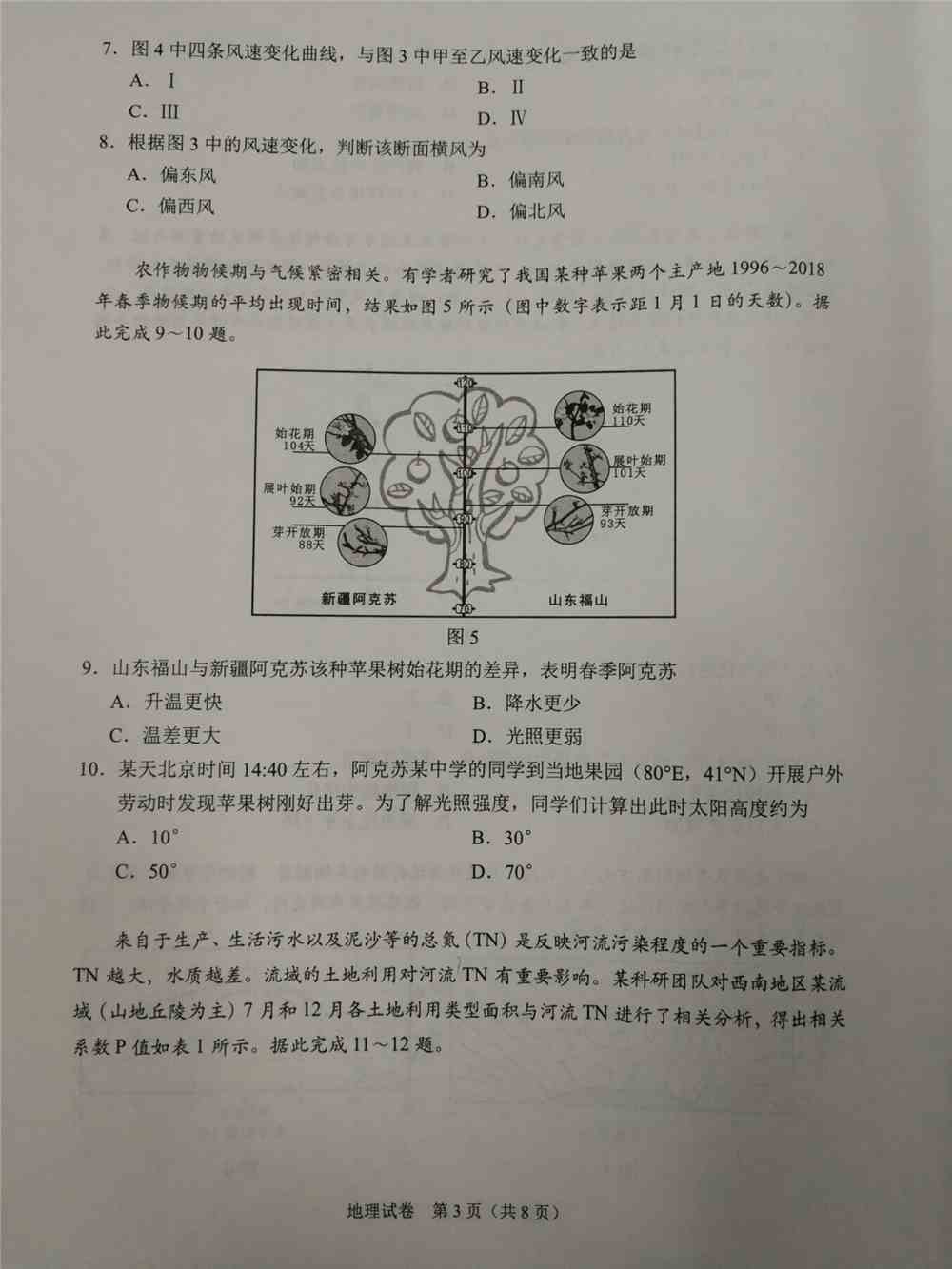 重庆市2021年新高考适应性测试地理试题