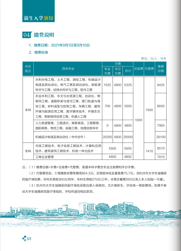 浙江水利水电学院2021年新生入学须知