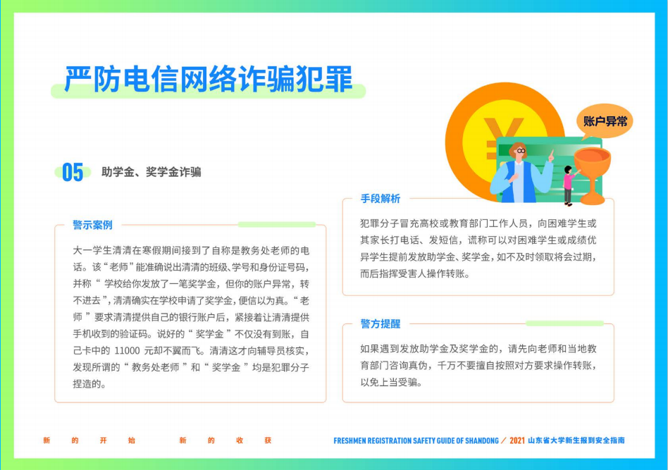 山东财经大学2021年山东省大学新生报到安全指南