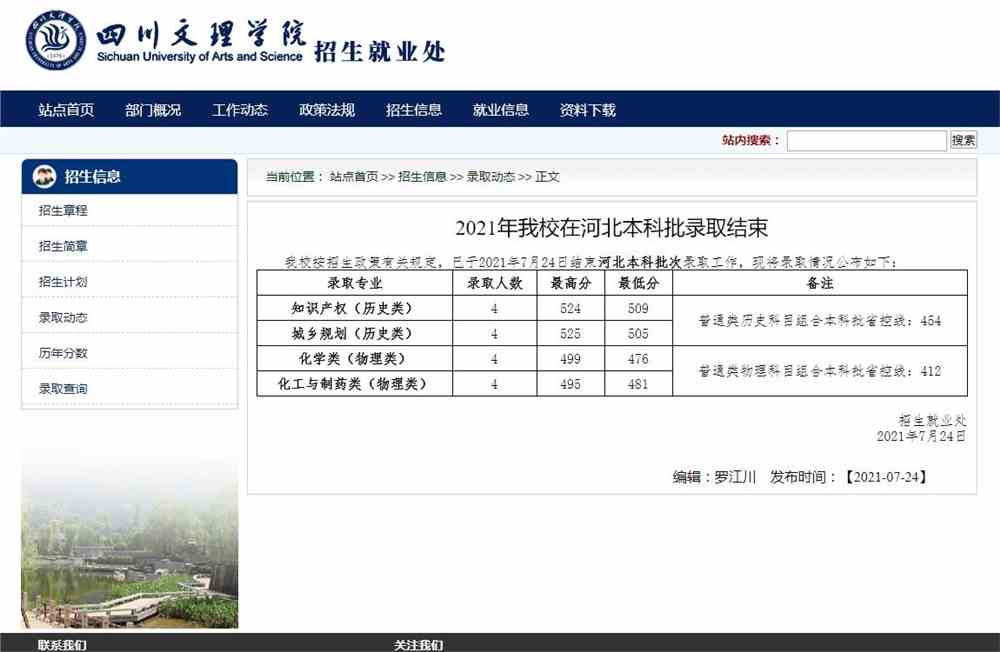 2021年四川文理学院在河北本科批录取结束