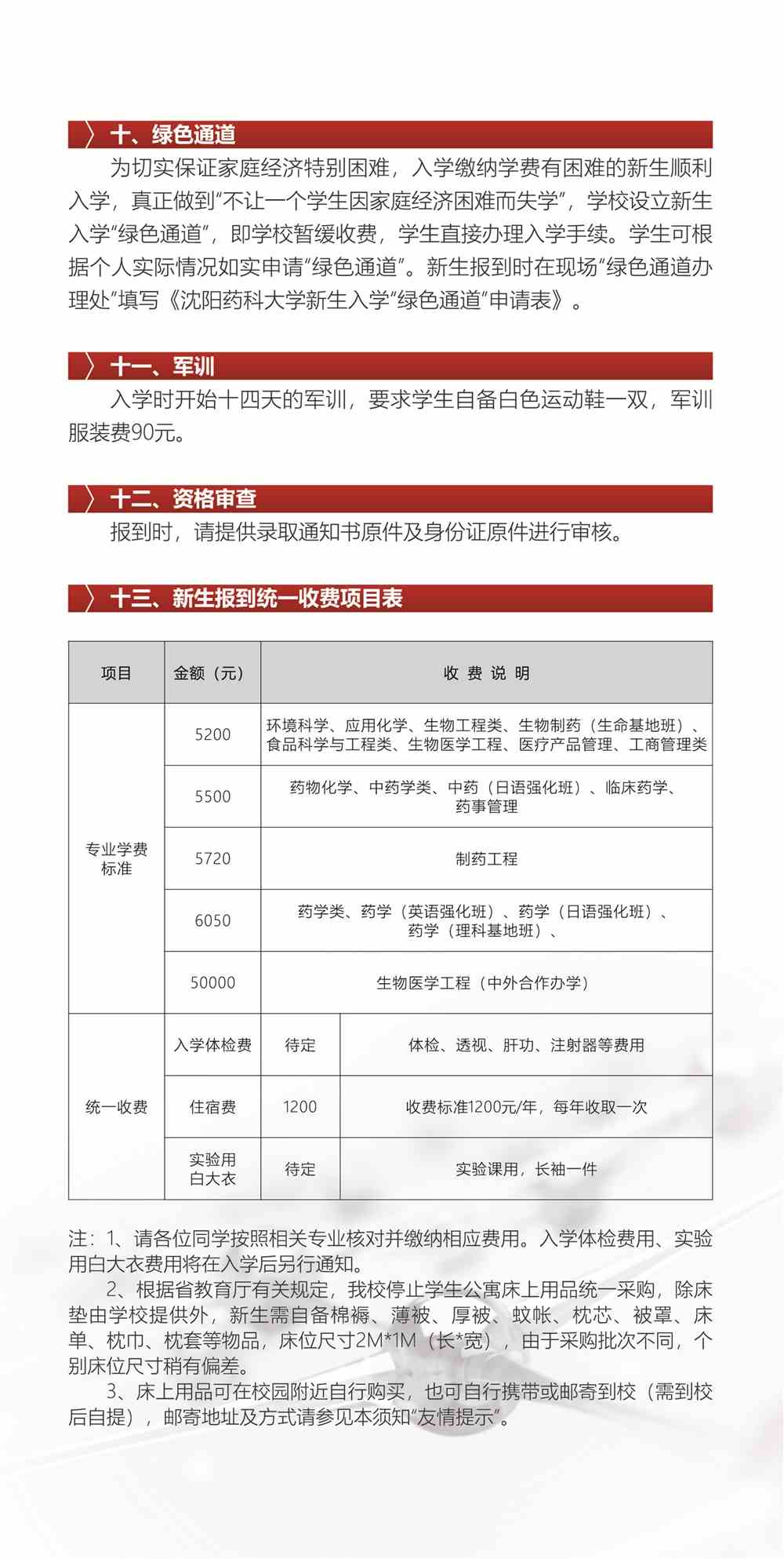 沈阳药科大学2021年本科新生入学须知