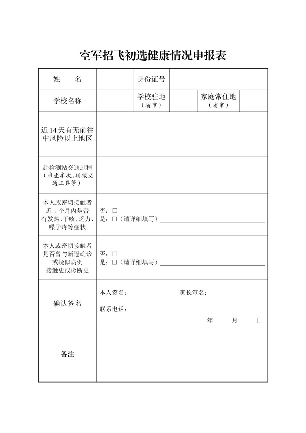 2022年度山东、河南两省空军招收飞行学员工作简章