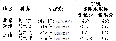 南京审计大学金审学院2015年美术专业录取分数线