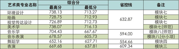 2019年阜阳师范大学艺术类本科专业录取分数线