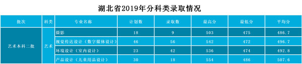 武昌工学院2019年艺术类本科专业录取分数线