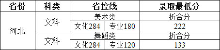 2019年郑州工商学院艺术类本科专业录取分数线