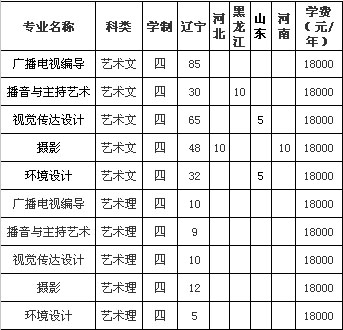 沈阳城市学院2017-2019年艺术类本科专业录取分数线