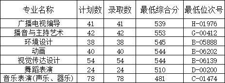 杭州师范大学钱江学院2020年艺术类本科专业录取分数线