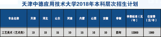 2018年天津中德应用技术大学工艺美术本科专业招生计划