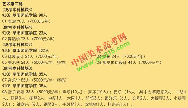 阜阳师范大学2018年艺术类本科招生计划