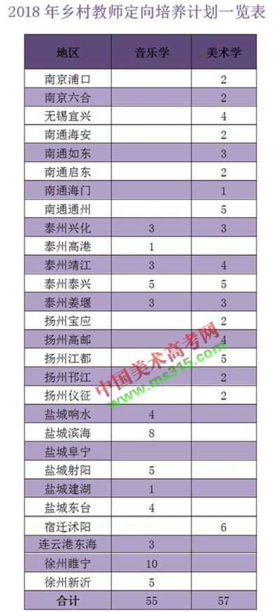 江苏第二师范学院2018年艺术类本科招生计划