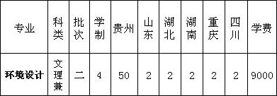 贵州理工学院2018年环境设计专业招生计划