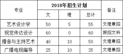 湖南师范大学树达学院2018年湖南省艺术类本科招生计划