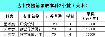 南京审计大学金审学院2018年江苏省美术类本科招生计划
