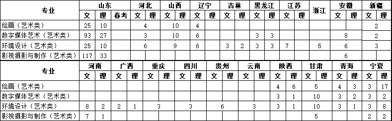 青岛黄海学院2019年艺术类专业招生计划