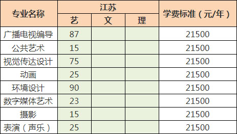 2019年三江学院艺术类本科专业计划