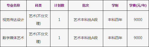 2019年浙江工商大学美术类本科专业招生计划
