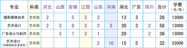 2019年汉口学院艺术类专业招生计划