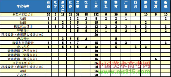 2019年青岛科技大学艺术类本科分省招生计划