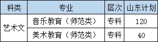 2019年枣庄学院艺术类分省分专业招生计划