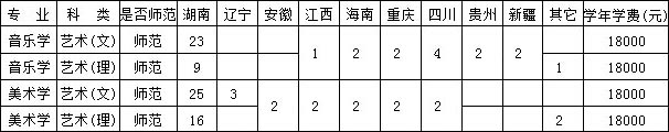 衡阳师范学院南岳学院2020年艺术类专业招生计划