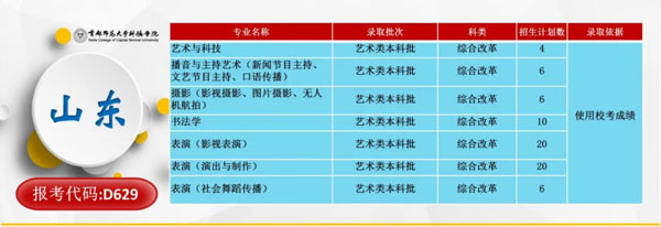 首都师范大学科德学院2020年分省分专业招生计划