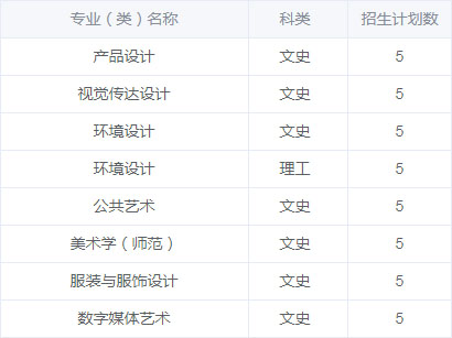 江南大学2020年艺术类本科专业招生计划