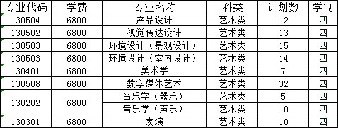 常州大学2020年艺术类本科专业招生计划