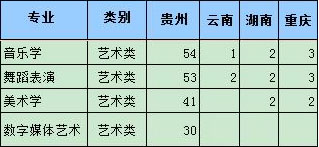 六盘水师范学院2020年艺术类本科专业招生计划