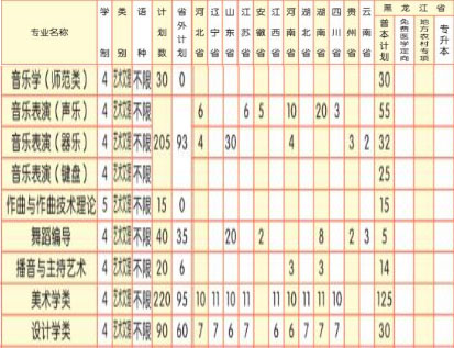 佳木斯大学2020年艺术类本科专业招生计划