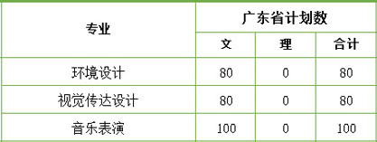 广州理工学院2020年广东省艺术类本科招生计划