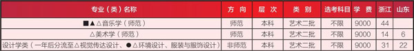 湖州师范学院2020年艺术类本科专业招生计划