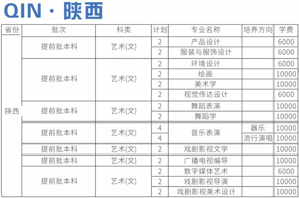 四川师范大学2020年艺术类本科专业招生计划