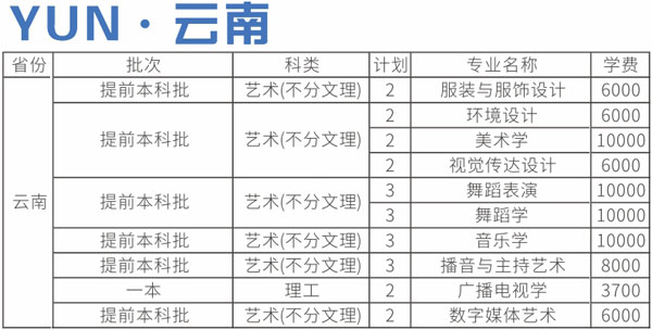 四川师范大学2020年艺术类本科专业招生计划