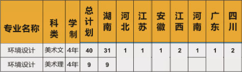 南华大学船山学院2020年美术类本科专业招生计划