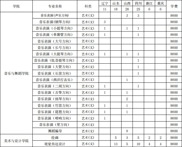 2020年海南大学艺术类本科专业招生计划