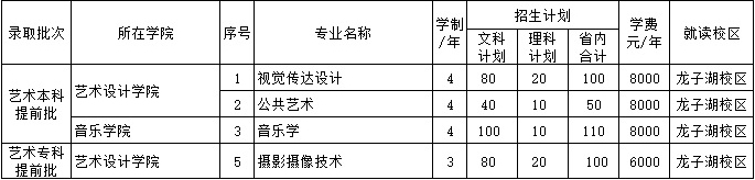 河南财政金融学院2021年河南省艺术类专业招生计划