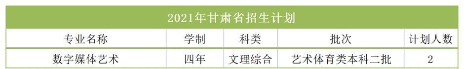 西安科技大学高新学院2021年艺术类本科专业招生计划
