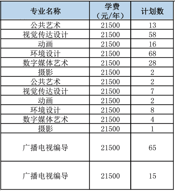 三江学院2021年艺术类本科专业招生计划