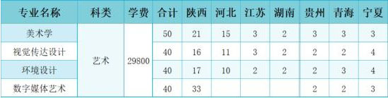 延安大学西安创新学院2021年艺术类本科专业招生计划