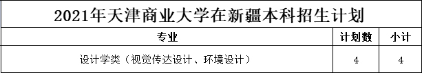 天津商业大学2021年美术类本科专业招生计划