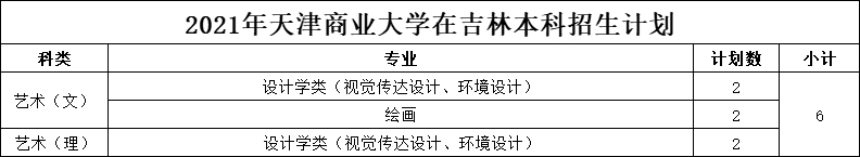 天津商业大学2021年美术类本科专业招生计划