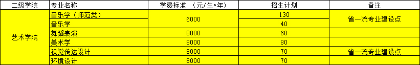 湖南城市学院2021年艺术类本科专业招生计划