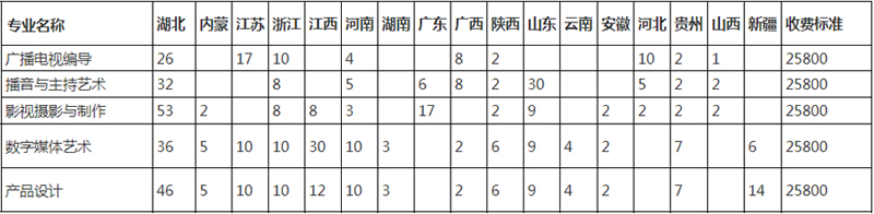武汉晴川学院2021年艺术类本科专业招生计划